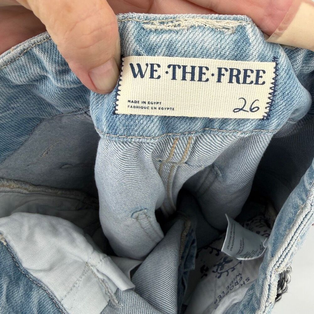Free People We The Free Sheer Luck Cropped Wide-Leg Jeans Light Wash Sz 26 - Picture 8 of 11